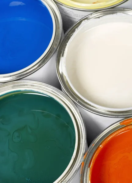 Latas de pintura de primer plano — Foto de Stock