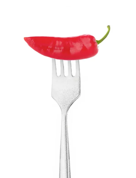 Pepe rosso su una forchetta — Foto Stock