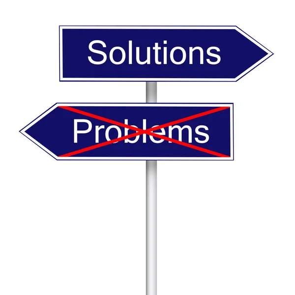 Problèmes vs solutions pole sign — Photo