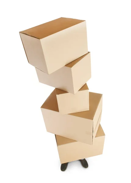 Man med massor av lådor — Stockfoto