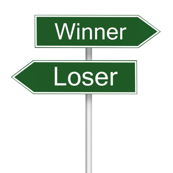 Kazanan vs daha gevşek yol işareti — Stok fotoğraf