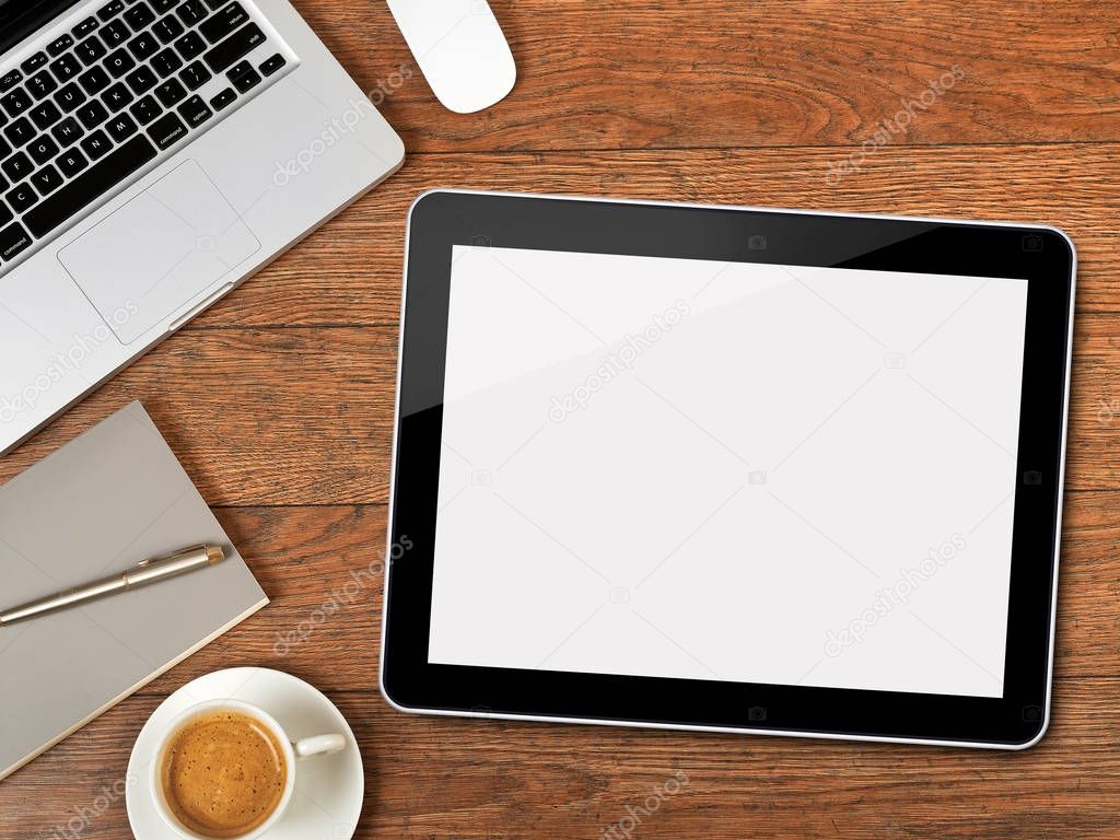 Digital tablet on desk