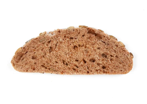 Bröd skiva på vit — Stockfoto
