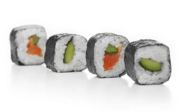 Sushi rullar på vit — Stockfoto