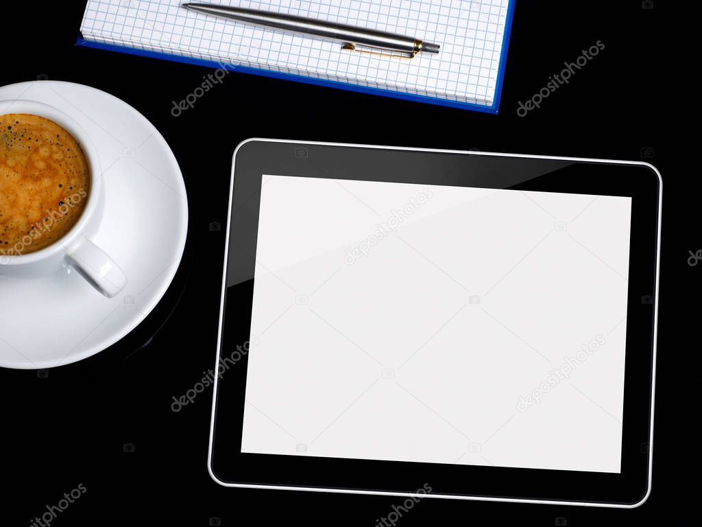 Digital tablet on desk