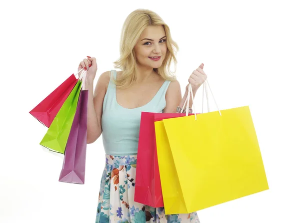 Mujer con bolsas de compras — Foto de Stock