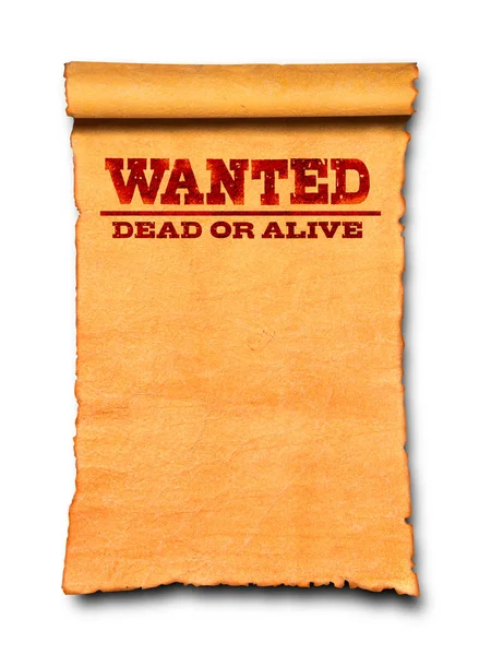 Wanted plakat na białym — Zdjęcie stockowe
