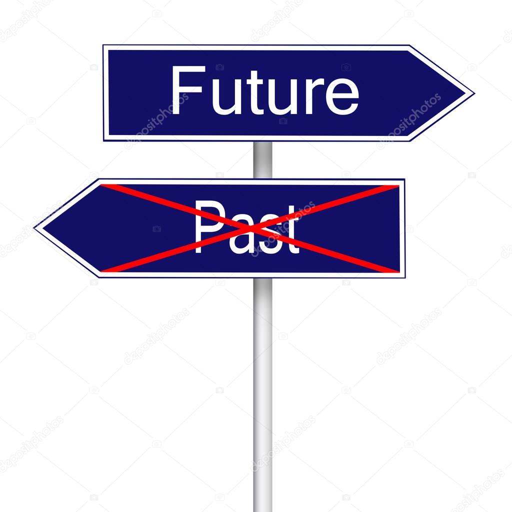 Future and past road sign