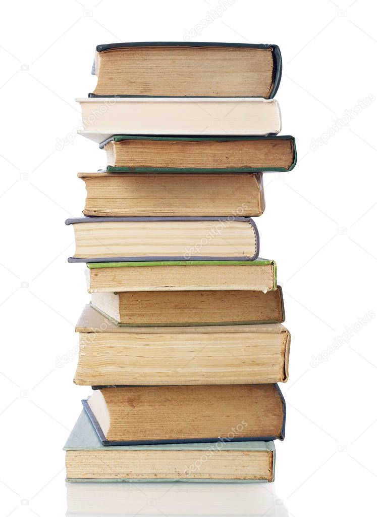 Book stack on white