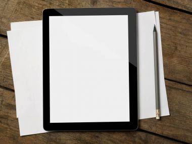 Dijital tablet, kağıt ve kalem