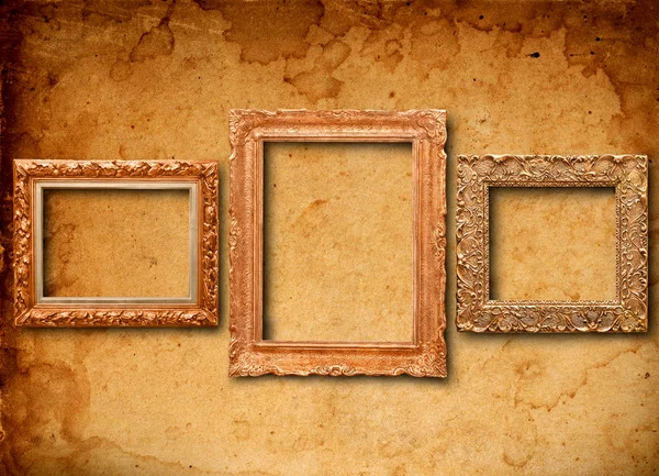 Antique frames on wallpaper — Stock Photo, Image