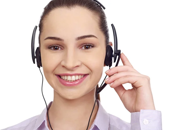 Consulente call center con cuffie — Foto Stock