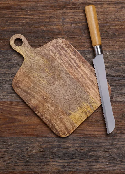 Cutting Board Knife Wooden Table — Stock Photo, Image