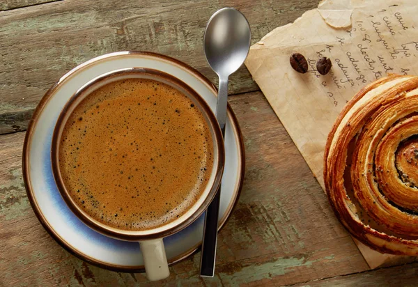 Kopje Koffie Croissant — Stockfoto