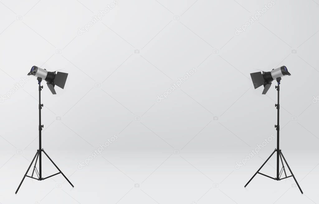 Studio lights on white background