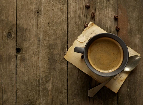 Rustikaler Kaffee von oben — Stockfoto