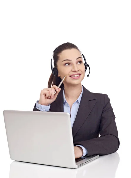 Mujer con conjunto de cabeza — Foto de Stock