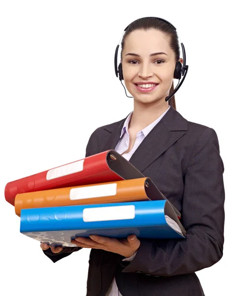 Businesswoman with folders — Stock Photo, Image