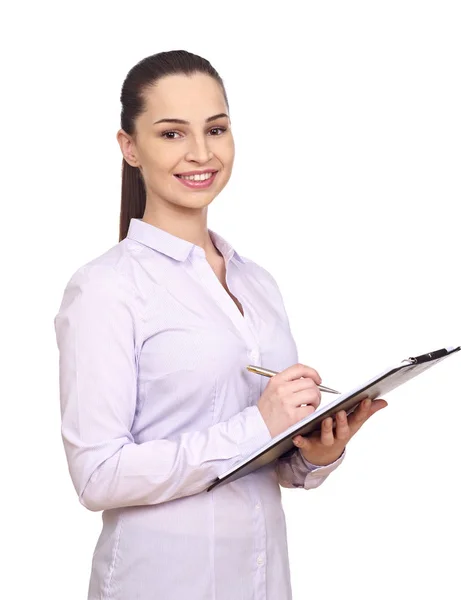 Woman with clipboard — Stock Photo, Image