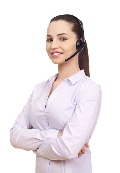 Woman with head set — Stock Photo, Image
