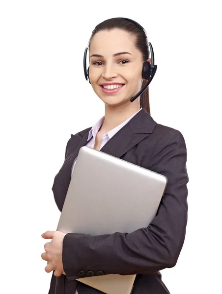 Alegre mujer de negocios en blanco — Foto de Stock