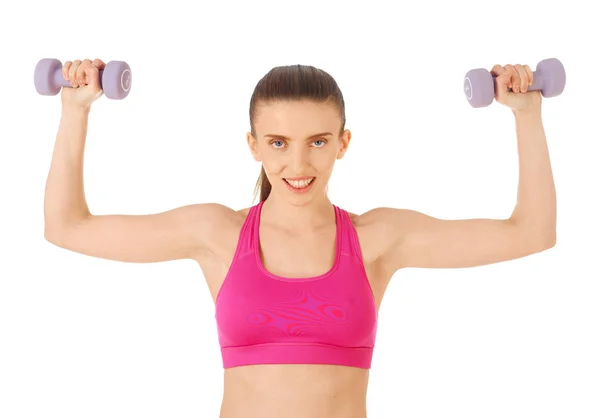 Young Woman Hand Weights — Stock Photo, Image