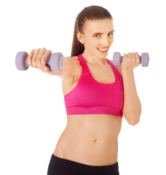 Young Woman Hand Weights — Stock Photo, Image