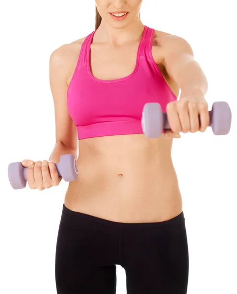 Young Woman Hand Weights — Stock Photo, Image