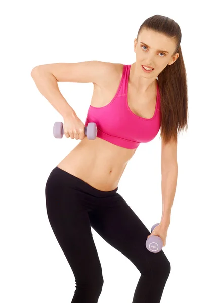 Young Woman Hand Weights — Stock Photo, Image