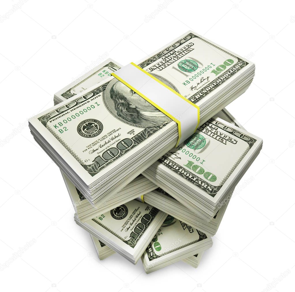 Money stack isolated on white