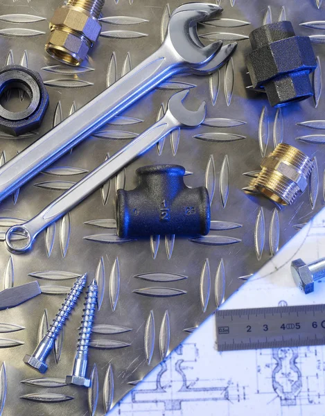 Diy Tools Blauwdrukken — Stockfoto