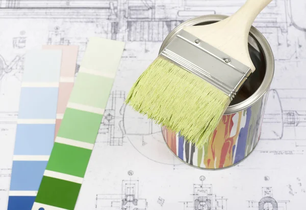 Paintbrush Color Swatch Blueprint — Stock Photo, Image