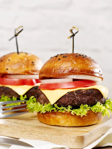 Gourmet Delicious Burgers Closeup — Stock Photo, Image