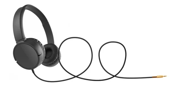 Kopfhörer mit Kabel auf weiß — Stockfoto