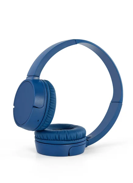 Blue earphones on white — 스톡 사진