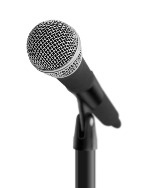 Mikrofon auf Ständer auf weiß — Stockfoto