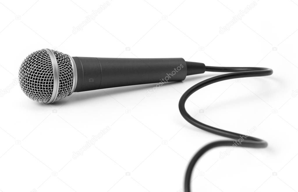 Microphone with cable isolated on white background