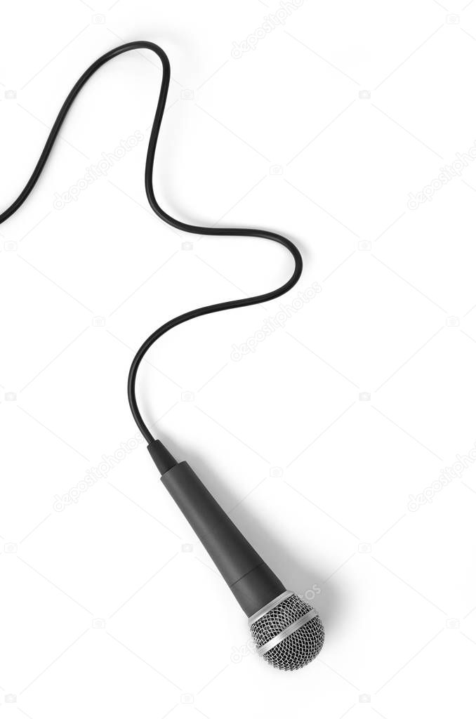Microphone with cable seen from above