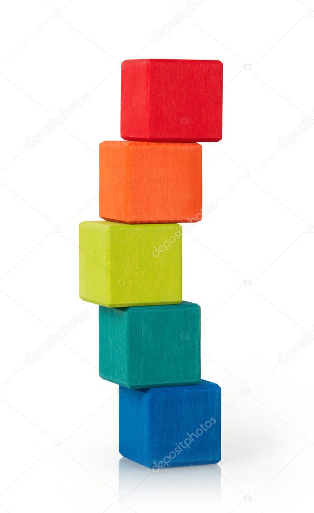 Multi-colored toy bricks tower