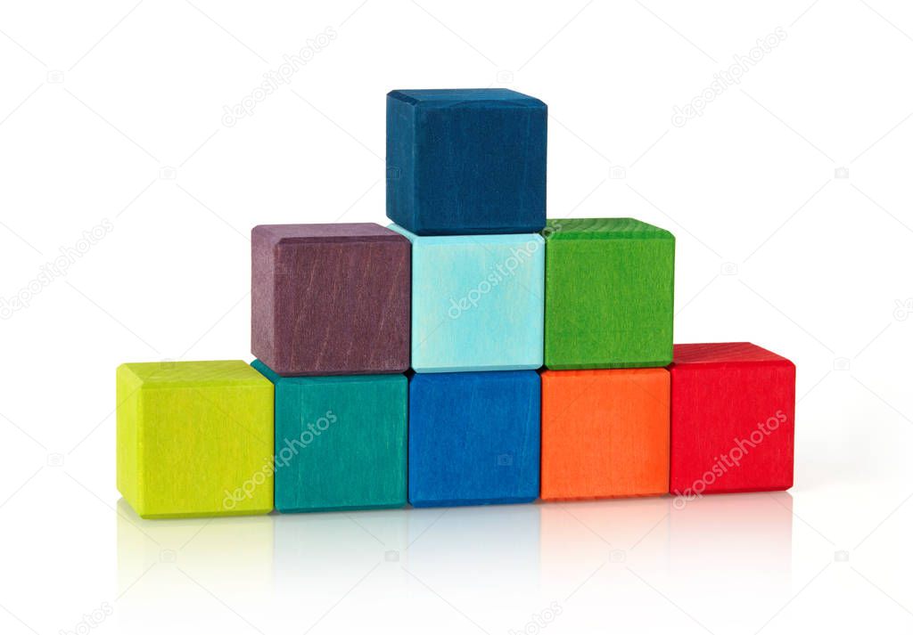 Multi-colored toy bricks pyramid