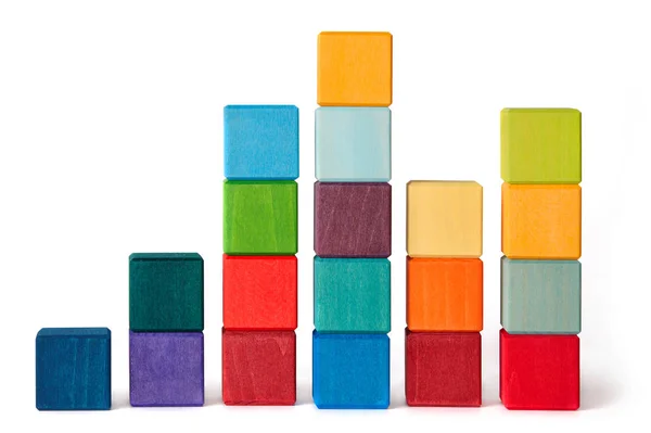 Multi color wooden toy block bricks stacks — 스톡 사진