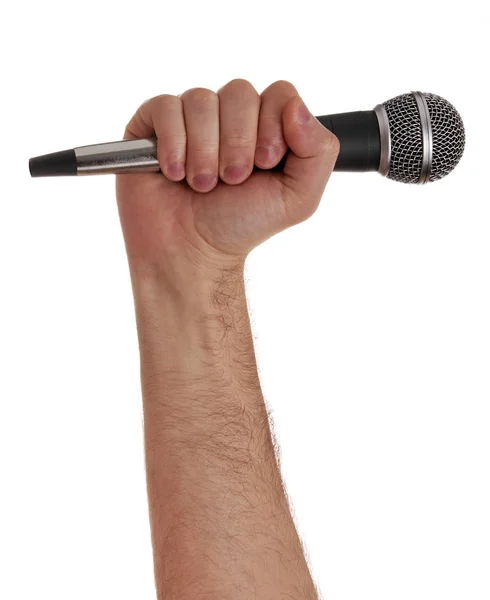 Άνθρωπος που κρατά ένα μικρόφωνο — Φωτογραφία Αρχείου