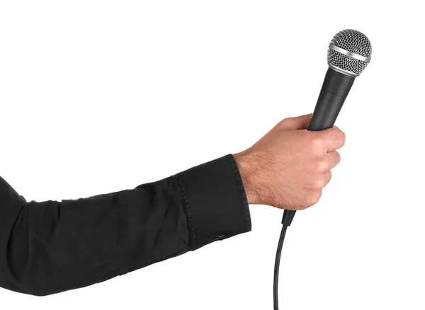 Ein Mikrofon halten — Stockfoto