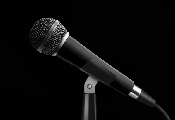 Mikrofon kábel elszigetelt fekete — Stock Fotó