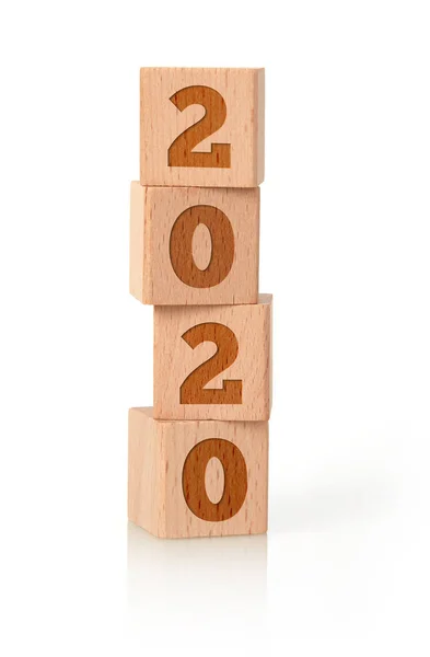 2020 year on wooden cubes — 스톡 사진