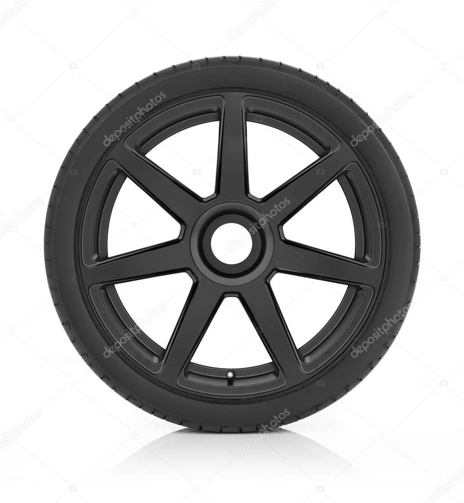 Black mat car wheel and rim