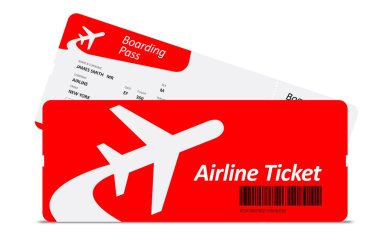 Flight tickets on white clipart