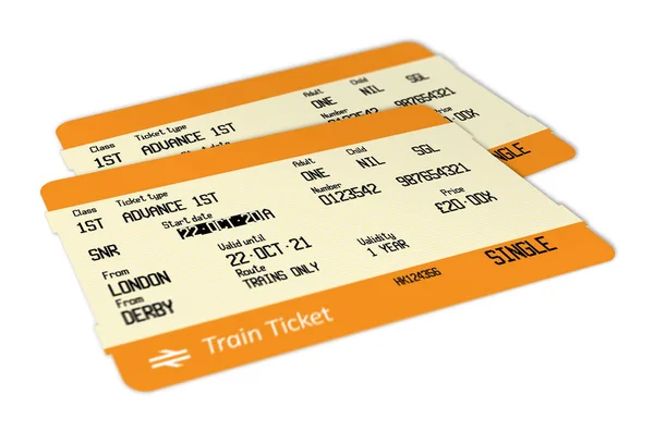 Билет на поезд изолирован на белом — стоковое фото