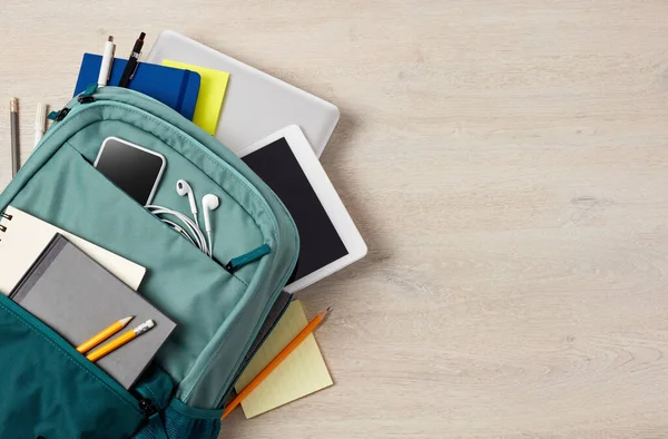 Backpack and office supplies — 스톡 사진