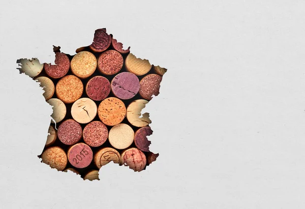 Rolhas Vinho Que Formam Mapa França — Fotografia de Stock
